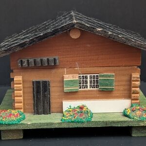 Vintage 1970's Swiss Chalet wooden music box 2-2026